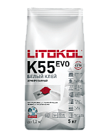 Клей белый для стеклянной, керамической и каменной мозаики LITOPLUS K55 (класс С2 TЕ), 5 кг, LITOKOL